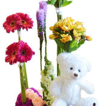 Gerberas y alstroemeria tipo topiario