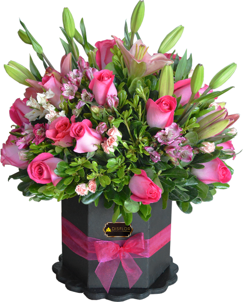 Hexagonal con rosas rosas