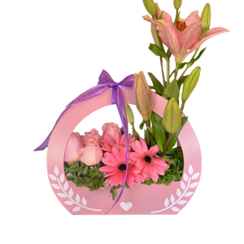 Canasta rosa primaveral