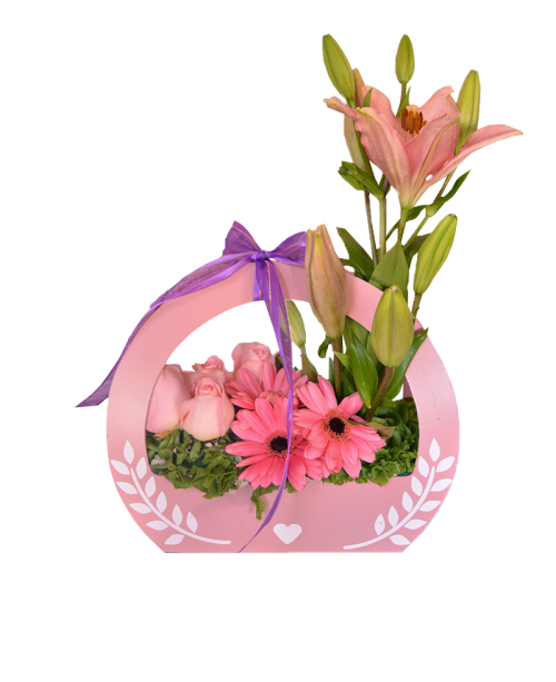 Canasta rosa primaveral