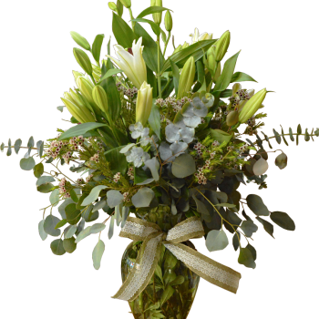 Florero verde con lilis